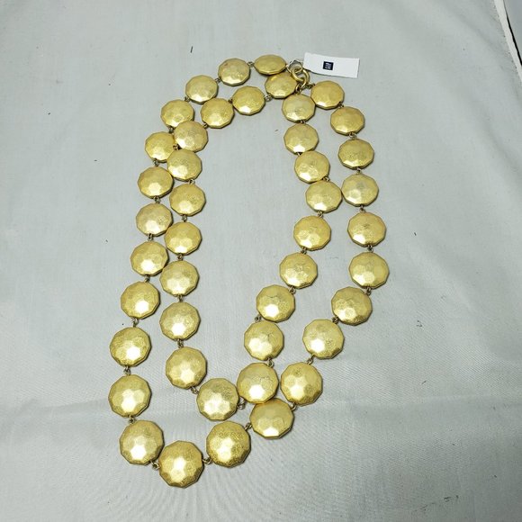 Gap double strand matt gold hammered disc necklace - Picture 3 of 7